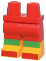 Hips and Legs with Molded Bright Light Orange Lower Legs / Boots and Printed Bright Green Knee Stripes and Red Toes Pattern