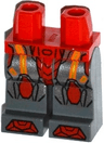 Hips and Dark Bluish Gray Legs with Orange and Gold Circuitry, Red and Silver Armor and Red Knee Pads and Boots Pattern