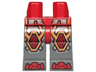 Hips and Dark Bluish Gray Legs with Red Armor and Orange and Yellow Circuitry, Red Hexagonal Knee Pads and Red Boots Pattern