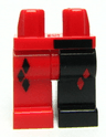 Hips and 1 Black Left Leg, 1 Red Right Leg with Diamonds, Red Diamonds on Middle, Black Bar Above Left Leg Pattern