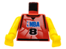Torso Basketball Jersey Tank Top with Black Trim, NBA Logo, and Black Number  8 Pattern / Yellow NBA Arms