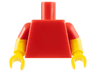Torso Plain / Yellow Arms with Molded Red Short Sleeves Pattern / Yellow Hands