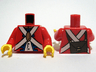 Torso Imperial Soldier Uniform Jacket with Blue and Gold Trim over White Shirt with Buttons, Crossbelts with Oval Clasp, Dark Brown Ammo Pouch on Back Pattern (Redcoat) / Red Arms / Yellow Hands