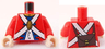 Torso Imperial Soldier Uniform Jacket with Blue and Gold Trim over White Shirt with Buttons, Crossbelts with Oval Clasp, Dark Brown Ammo Pouch on Back Pattern (Redcoat) / Red Arms / Light Nougat Hands