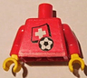 Torso Soccer Red/White Team, Swiss Flag Sticker Front, Black Number Sticker Back Pattern (specify number in listing) / Red Arms / Yellow Hands