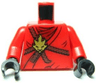 Torso Ninjago Brown Rope, Gold Medallion and Dark Red Undershirt Pattern / Red Arms / Black Hands