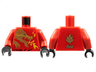 Torso Ninjago Gold Dragon Head and Flames Front and 'KAI' Back Pattern / Red Arms / Black Hands