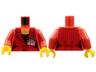 Torso Female Suit Jacket with Pinstripes and Buttons, Gold Necklace, Black Shirt, and Press Pass Badge Pattern / Red Arms / Yellow Hands