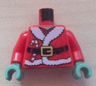 Torso Santa Jacket with Fur, Black Belt and Candy Cane Pattern / Red Arms / Sand Green Hands