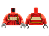 Torso Fire Suit with Stripe and Harness with Carabiner Pattern / Red Arms / Dark Bluish Gray Hands