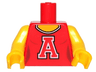 Torso Scoop Neck Female with Red 'A' Pattern / Yellow Arms / Yellow Hands
