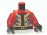 Torso Jacket with Lightning Zigzag and Steer / Bull's Head Belt Buckle Pattern / Red Arms / Dark Bluish Gray Hands