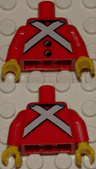 Torso Royal Guard Uniform with Black Buttons and White Crossed Belts Pattern / Red Arms / Yellow Hands