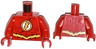 Torso Super Hero Costume Yellow Lightning Bolt in Circle Logo, Dark Red Muscles Outline, Jagged Belt Pattern (The Flash) / Red Arms / Red Hands