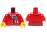 Torso Riding Jacket with Gold Buttons, Award Ribbon, and Dark Pink Ascot Pattern / Red Arms / Yellow Hands