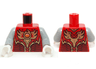 Torso Vest with Dark Red and Gold Armor with Scales and Orange Round Jewel (Fire Chi) Pattern / Light Bluish Gray Arms / White Hands