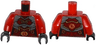 Torso Ninjago Female Samurai Armor with Gold Buckles and Flames Pattern / Red Arms / Black Hands
