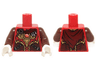 Torso Vest with Dark Red and Gold Armor with Black Straps, Scales, Fire Chi Emblem and Cape with Buckle Pattern / Reddish Brown Arms / White Hands