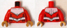 Torso Armor White with Black Muscles Outline and White Belt Pattern / Red Arms / Pearl Gold Hands