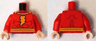 Torso Muscles Outline with Yellow Cape Clasps, Lightning Bolt and Belt Pattern / Red Arms / Light Nougat Hands
