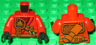 Torso Ninjago Robe with Fire Power Emblem, Kunai Knives and Scabbard Pattern / Red Arms / Black Hands