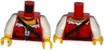 Torso Female Pirate Corset with White Trim, Bead Necklace, Black Belts with Gold Buckles, Yellow Chest Pattern / White Arms / Yellow Hands