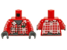 Torso Plaid Shirt Ripped with Buttons and 'Kel' on Chest, Dark Bluish Gray Skin Pattern / Red Arms with Plaid Shirt with Green Dotted Lines Pattern / Dark Bluish Gray Hands