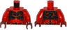 Torso Nexo Knights Female Armor Chest Plate, Orange and Dark Red Cracks and Orange, Black and Dark Red Spots Pattern / Red Arms / Dark Red Hands