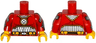 Torso Batman Muscles Outline, Medallion and Black Silver Belt with Orange Pouches Pattern / Red Arms with Wrist Guns Pattern / Yellow Hands