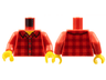 Torso Plaid Flannel Shirt with Collar and 5 Buttons Pattern / Red Arms / Yellow Hands
