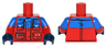 Torso Winter Jacket with Blue Panel, 4 Pockets with Snaps and Zipper Pattern / Red Arms with Molded Blue Short Sleeves Pattern / Dark Blue Hands