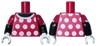 Torso Red Dress Top with White Collar and Polka Dots Front and Back Pattern / Black Arms with Red Short Sleeves with White Cuff Pattern / White Hands