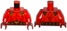 Torso Nexo Knights Bare Chest with Black Spots And Belt with Gold Jester Head Buckle Pattern / Red Arms / Dark Red Hands