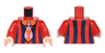 Torso Jacket with Dark Blue Vertical Stripes over Orange Collared Shirt and Lavender and Orange Tie Pattern / Red Arms / Light Nougat Hands