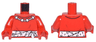 Torso Shirt with Round Collar, Necklace with 4 Beads and White Tied Belt with Calendar Numbers Pattern / Red Arms / Red Hands