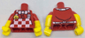 Torso Checkered Apron and White Bow Tie, Bright Light Orange Smiley Face Button Pattern / Yellow Arms with Molded Red Short Sleeves Pattern / Yellow Hands