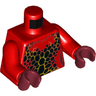 Torso Nexo Knights Female Outline with Black and Orange Scales Pattern / Red Arms / Dark Red Hands