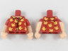 Torso Shirt with Light Nougat Neck, 4 Buttons, Bright Light Orange Birds Pattern / Light Nougat Arms with Molded Red Short Sleeves Pattern / Light Nougat Hands