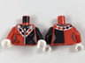 Torso Batman Female Outline with Black Scarf and Side Panel, White Collar with Diamonds Pattern / Black Arm Left / Red Arm Right / White Hands