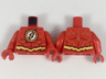Torso Super Hero Costume Yellow Lightning Bolt in Circle Logo, Dark Red Muscles Outline, Jagged Belt, Gold Lines Pattern (The Flash) / Red Arms / Red Hands