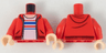 Torso Hoodie with Zipper, Light Nougat Neck, White Shirt with Red and Blue Stripes Pattern / Red Arms / Light Nougat Hands