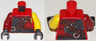 Torso Ninjago Armor Chain Mail with Reddish Brown Wide Belt and Black Sash Pattern / Yellow Arm Left / Dark Red Arm Right / Black Hands