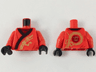 Torso Ninjago Robe with Black Hem and Gold Dragon Pattern / Red Arms / Black Hands