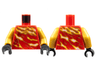 Torso Ninjago Robe with Pearl Gold Tornado Flashings Pattern / Pearl Gold Arms / Black Hands