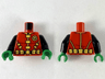 Torso Armor, Bright Light Orange 'R' in Circle, Collar, Clasps and Belt Pouches Pattern / Black Arms / Green Hands