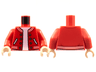Torso Letterman Jacket with Striped Trim, Pockets, and Silver Buttons over White Shirt Pattern / Red Arms / Light Nougat Hands