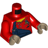 Torso Dark Blue Overalls, Shirt, Pocket with Pen and Pencil Pattern / Red Arms / Dark Tan Hands