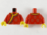 Torso Changshan, Wide Bright Light Orange Hem and Gold Circle Designs Pattern / Red Arms / Yellow Hands