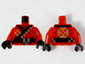Torso Pixelated Ninjago Robe, Black Hem, Belt and Gold Trim Pattern / Red Arms / Black Hands