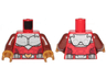 Torso Armor White with Black Muscles Outline and White Belt with Gold Buckle Pattern / Reddish Brown Arms / Pearl Gold Hands